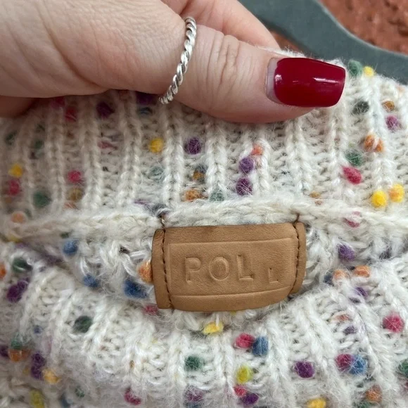 POL Chunky Knit Distressed Artsy Confetti Pullover Sweater Size L - Picture 7 of 10